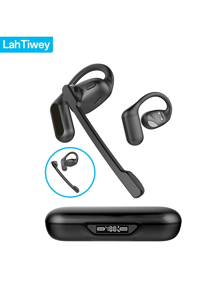 Open Ear Headphones with Boom Mic, Bluetooth 5.4 Wireless