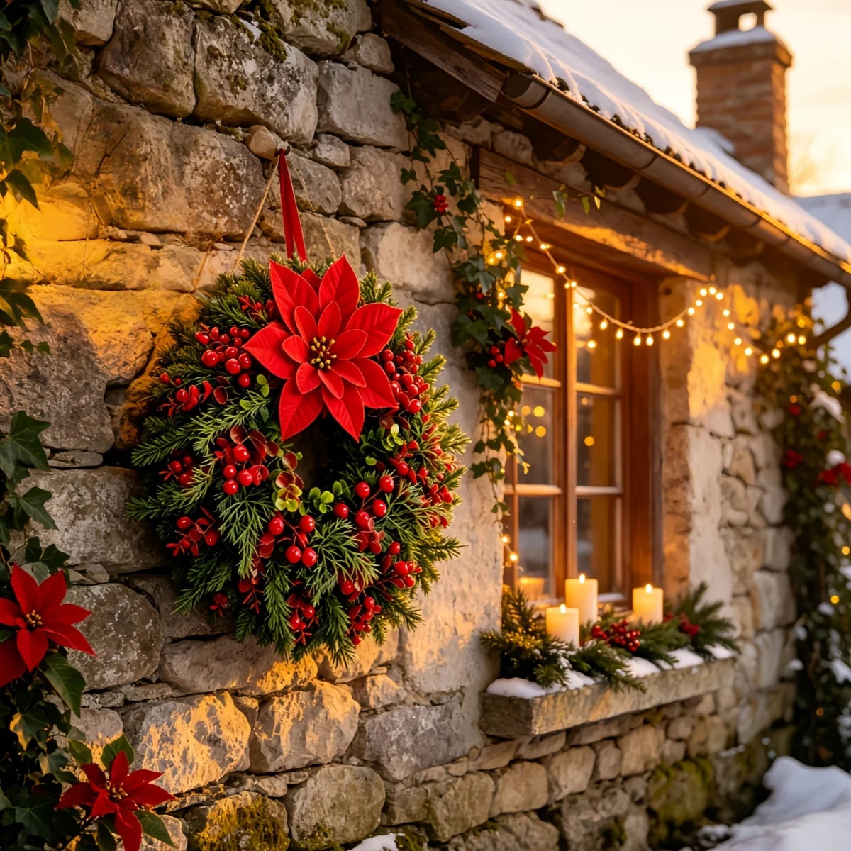 Artificial Red Berries & Eucalyptus Holiday Wreath