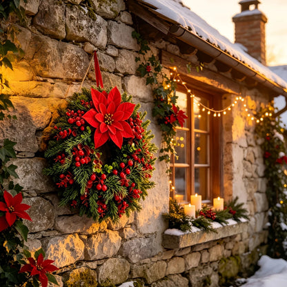 Artificial Red Berries & Eucalyptus Holiday Wreath