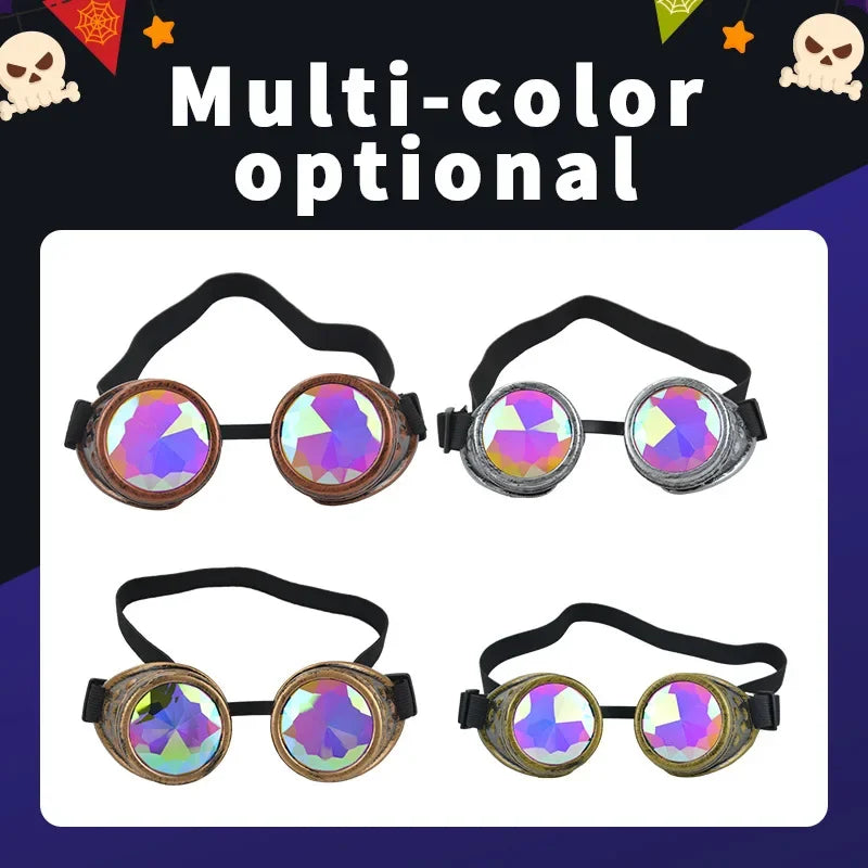 Retro Steampunk Kaleidoscope Goggles - Vintage Cyberpunk Party Glasses