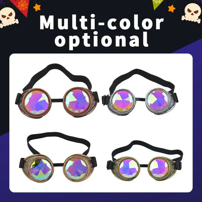 Retro Steampunk Kaleidoscope Goggles - Vintage Cyberpunk Party Glasses
