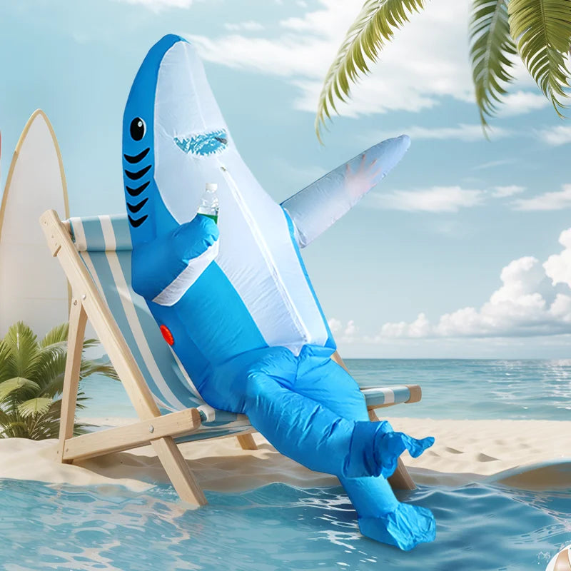 Standing Shark Inflatable Costume - Blow Up Party Outfit for Halloween