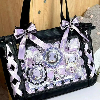 Japanese Cute Ribbon Ita Bag Transparent Lolita Tote Bag