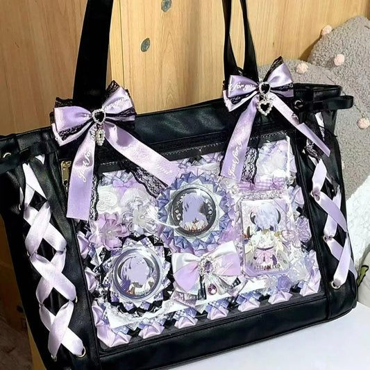 Japanese Cute Ribbon Ita Bag Transparent Lolita Tote Bag