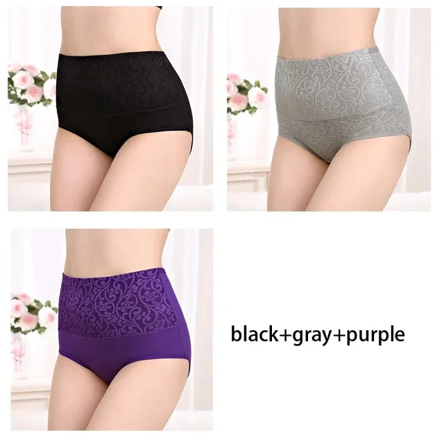 High-Waist Tummy Control Cotton Briefs 3-Pack