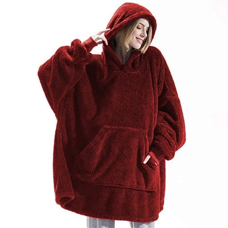 Unisex Oversized Plush Fleece Blanket Hoodie