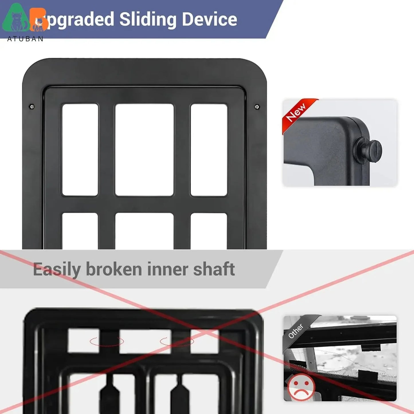 ATUBAN Lockable Dog Door for Sliding Doors