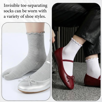 Japanese Ruffled Edge Cotton Split Toe Tabi Socks – Unisex Harajuku Two-Toed Socks