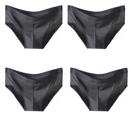 4-Piece Men's Ice Silk Breathable Briefs - Plus Size Bulge Pouch Underwear