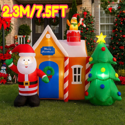 7.5FT Inflatable Santa Claus House with Christmas Tree