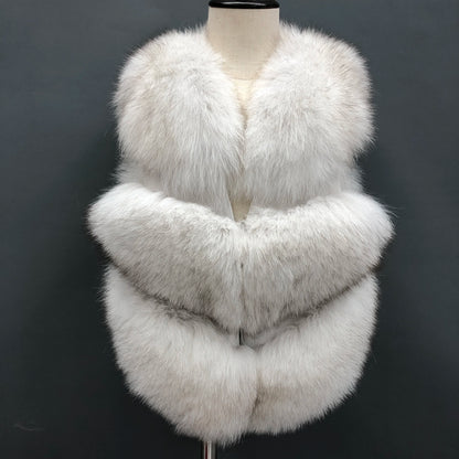 Girls' Genuine Fox Fur Vest - High-End Winter Gilet
