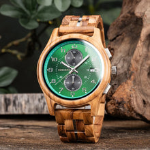 Wooden BOBO BIRD Chronograph Wristwatch with Luminous Hands