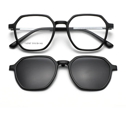 Magnetic Clip-On Polarized Sunglasses & Optical Eyeglass Frame Set
