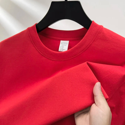 Men's 100% Cotton Solid Color Casual Short-Sleeve T-Shirt