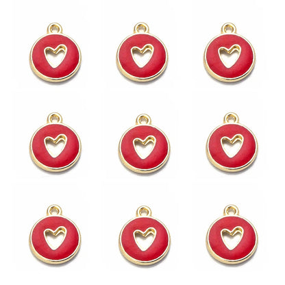 10pcs Double-Sided Enamel Heart Charms for DIY Jewelry Making