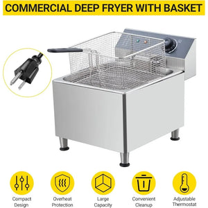 11L Stainless Steel Deep Fryer with Basket