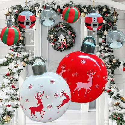40cm Outdoor Inflatable Christmas Decorated Ball - PVC Giant Ornament for Xmas Tree & Home Yard