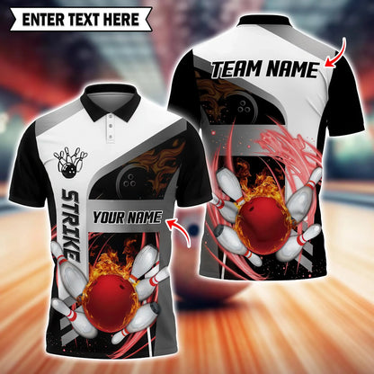 Men's Custom Name Graphic Bowling Polo Shirt