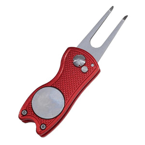 Foldable Golf Divot Repair Tool with Golf Ball Groove Cleaner