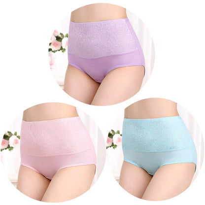 3Pcs Cotton High Waist Abdominal Briefs
