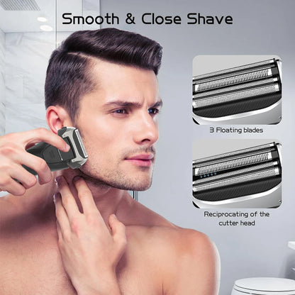Hatteker Cordless Electric Shaver – Wet/Dry USB Rechargeable Razor with LCD Display