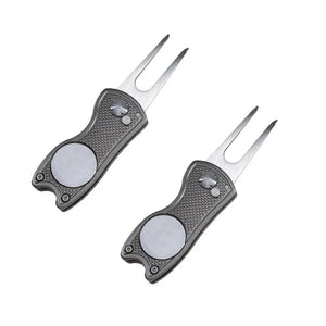 Foldable Golf Divot Repair Tool with Golf Ball Groove Cleaner