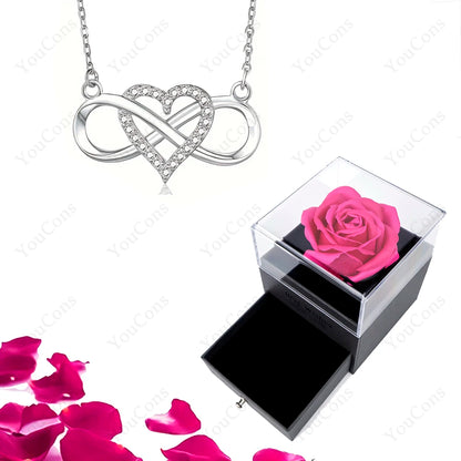 Luxury Heart Pendant Necklace with Rose Gift Box