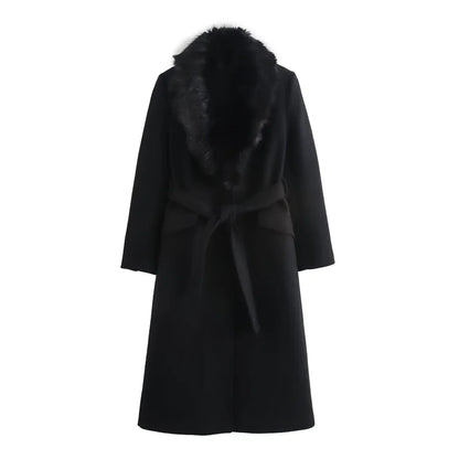 Women's Elegant Long Wool Blend Coat