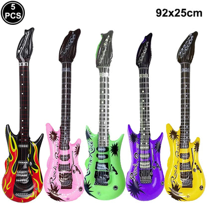 Inflatable Rock Star Toy Set - Musical Instrument Props for 80s Party Decor