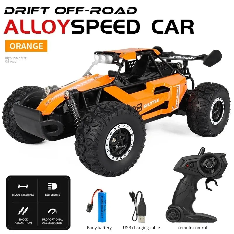 1:16 2WD Car with LED Light 2.4G 20KM/H High Speed Off-Road Climbing Remote Control Car