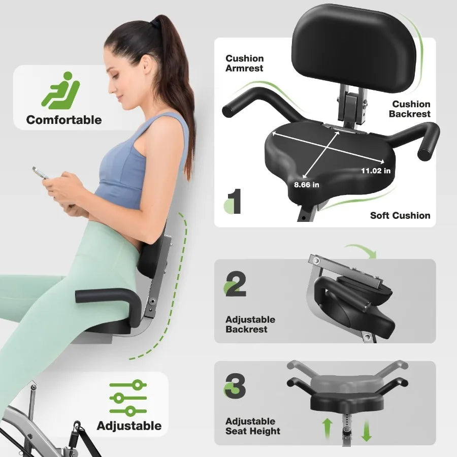 5 in 1 Foldable Stationary Bike 16-Level Adjustable Magnetic Resistance