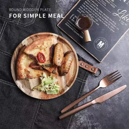 Wooden Round Serving Platter Tray