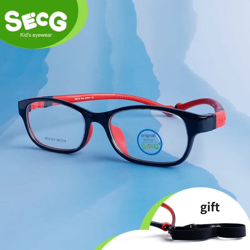 SECG Kids Flexible Silicone Eyeglass Frames - Lightweight TR-90 Sports Glasses