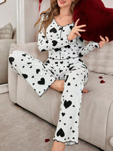 Heart Print 2Pces Pajamas Set