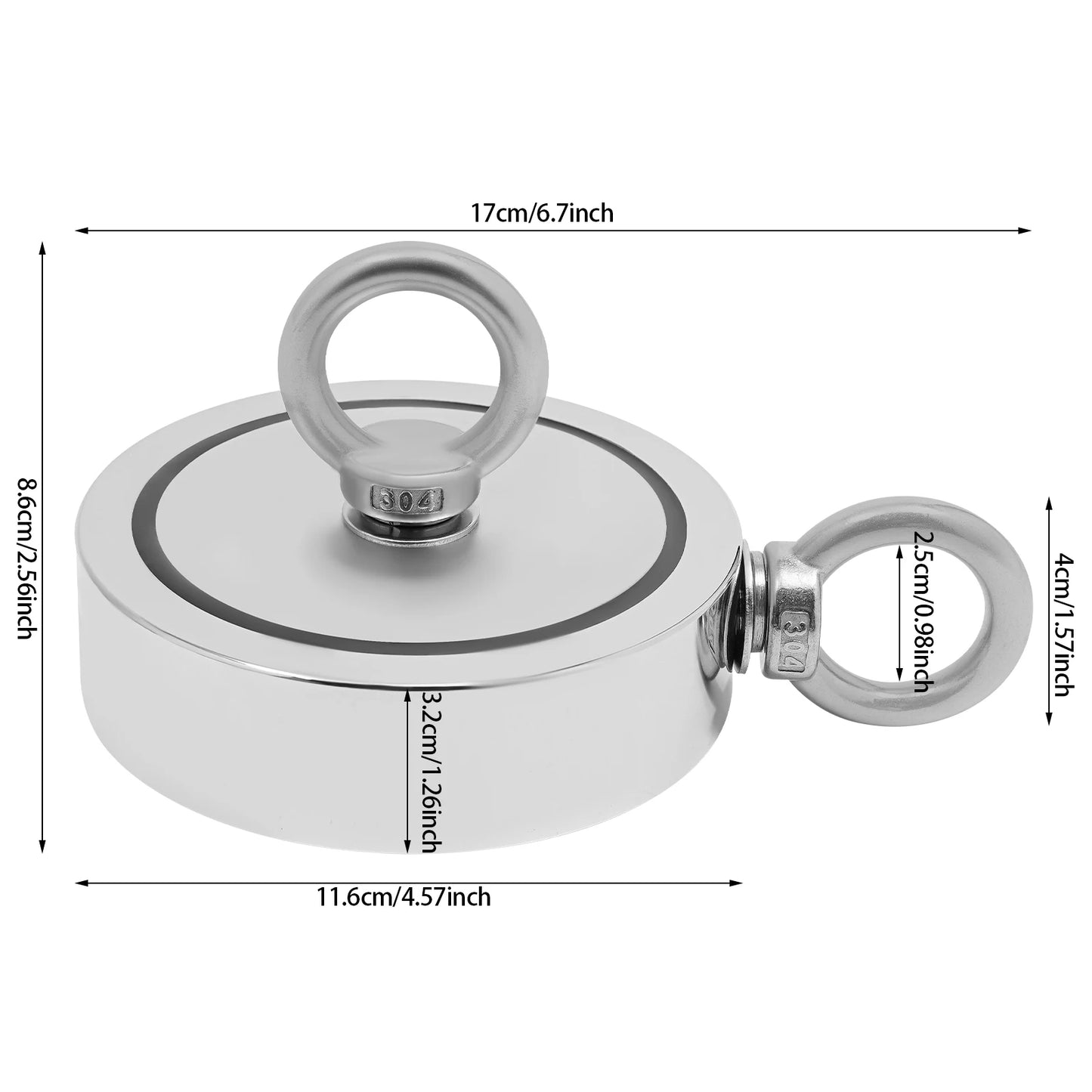 2000lbs Fishing Magnet Kit With 30m Rope & Gloves
