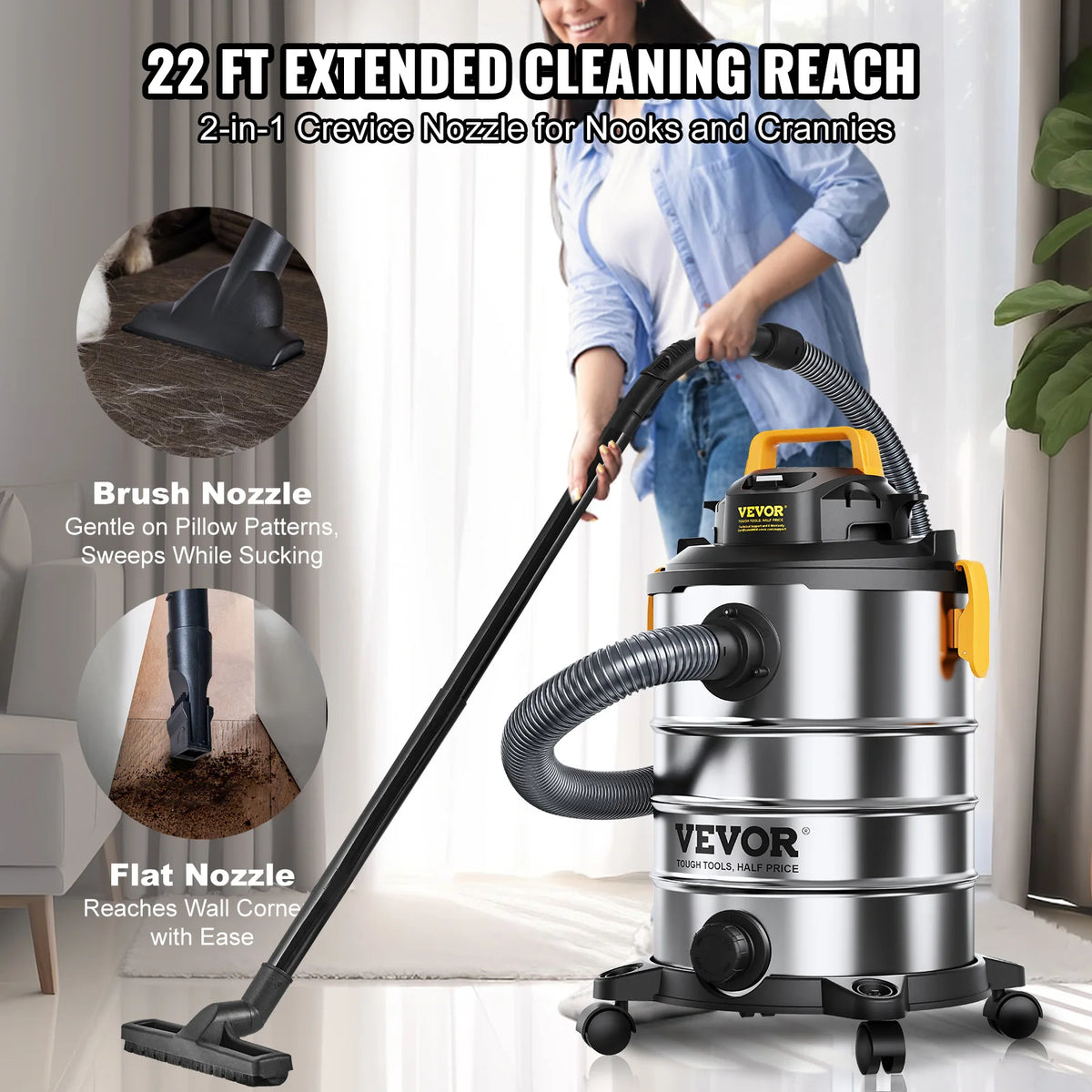 SucceBuy Stainless Steel Heavy-Duty Wet & Dry Shop Vacuum