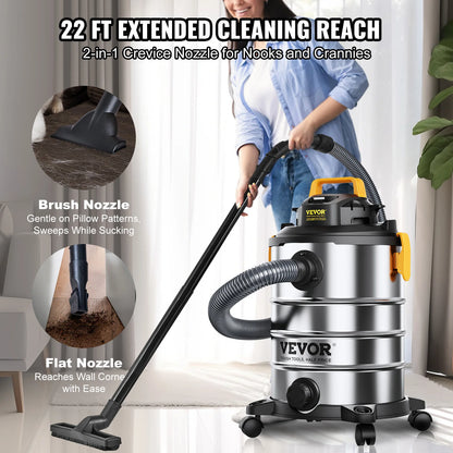 SucceBuy Stainless Steel Heavy-Duty Wet & Dry Shop Vacuum