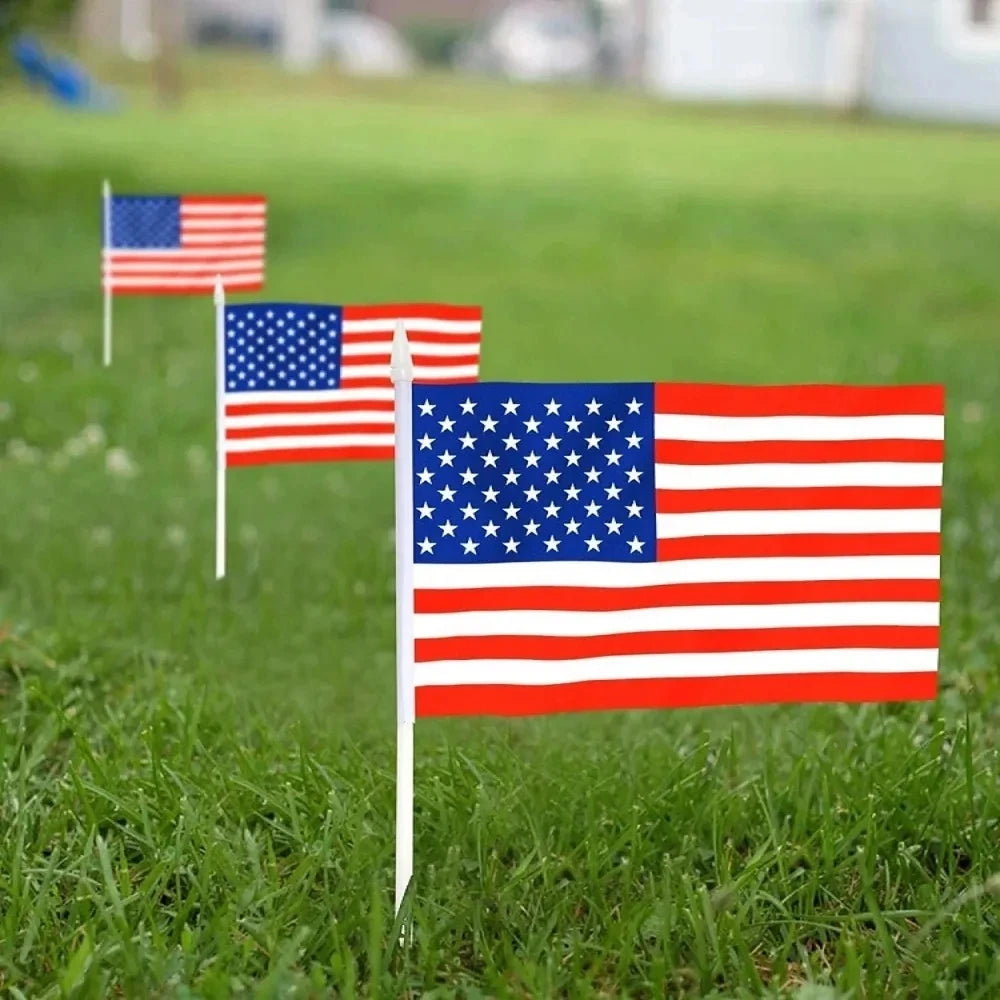 50-Piece Handheld Mini American Stick Flags (5.5" x 8.2")