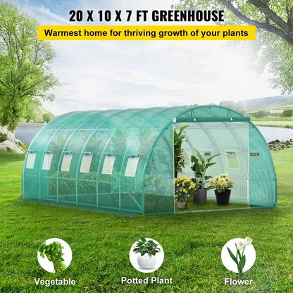 20 x 10 x 7 ft Walk-in Tunnel Greenhouse with Galvanized Steel Hoops