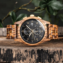 Wooden BOBO BIRD Chronograph Wristwatch with Luminous Hands