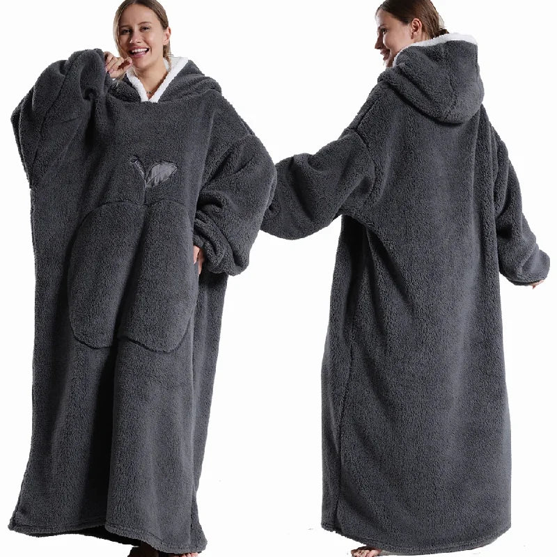 Extra Long Wearable Blanket Robe with Full Sleeves