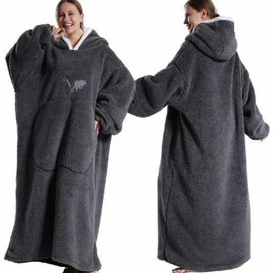 Extra Long Wearable Blanket Robe with Full Sleeves