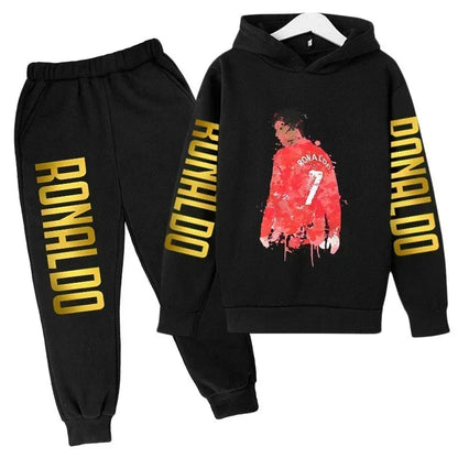 Ronaldo Print Hoodie + Pants Suit Set