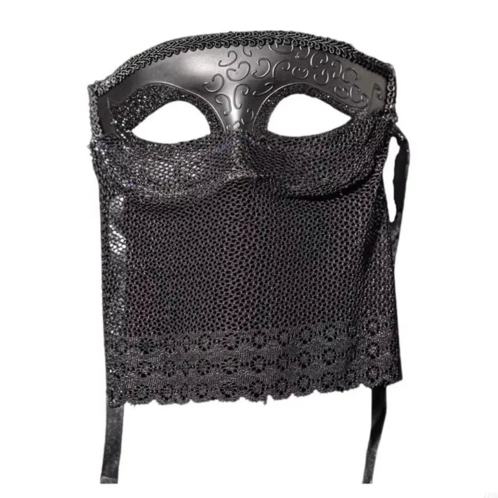 Retro Venetian Half-Face Mask with Veil for Masquerade & Costumes