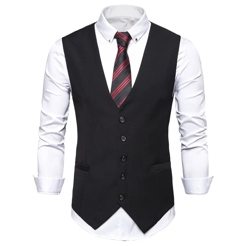 Men's Single-Breasted Slim Fit Formal Business Suit Vest