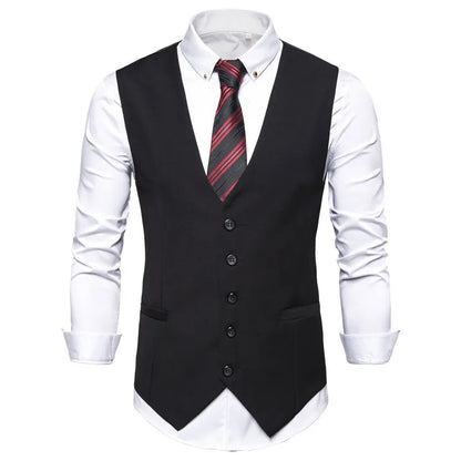 Men's Single-Breasted Slim Fit Formal Business Suit Vest