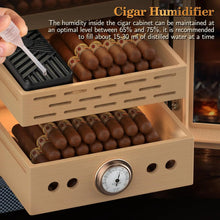 Lighted Control Magnetic Door Cigar Cabinet with Accessory Drawer and 2 Humidifiers Holds 100-150 Cigars