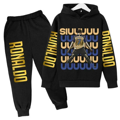 Ronaldo Print Hoodie + Pants Suit Set