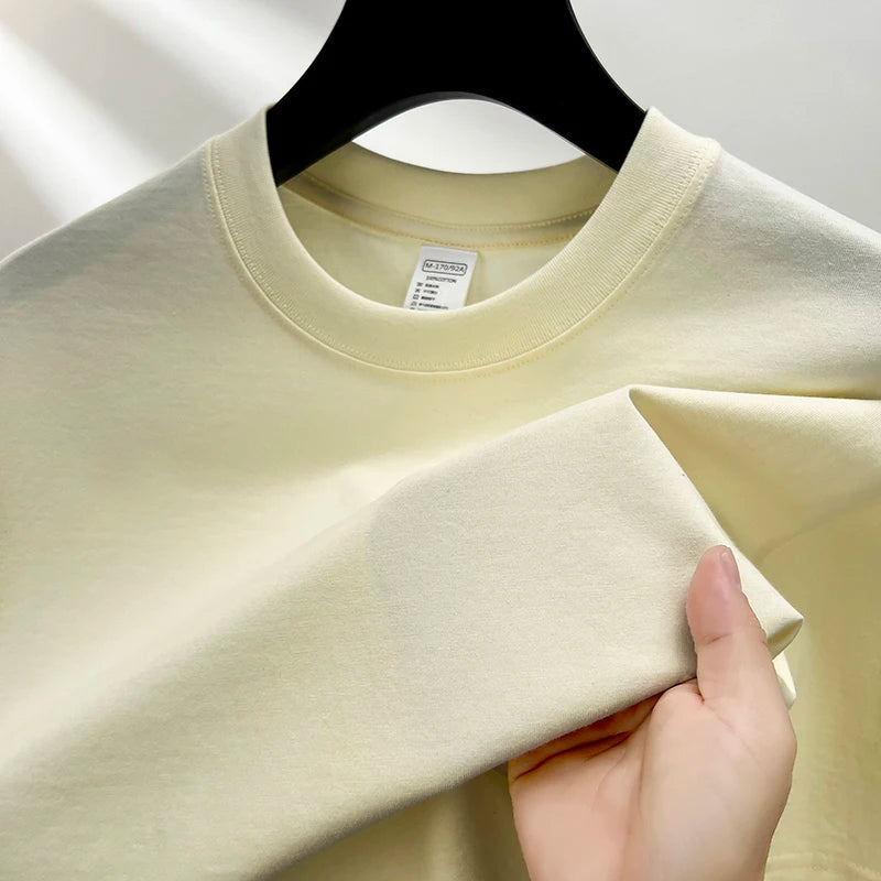 Men's 100% Cotton Solid Color Casual Short-Sleeve T-Shirt