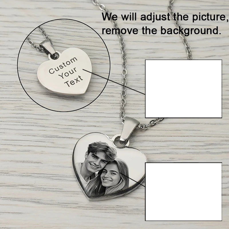 Picture Personalized Photo Love Heart Projection Pendant Necklace